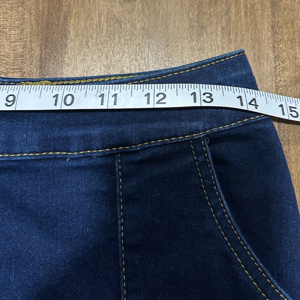 Women's Dark Blue Denim Pencil Skirt with Frayed Tiered Hem - Picture 3 of 4